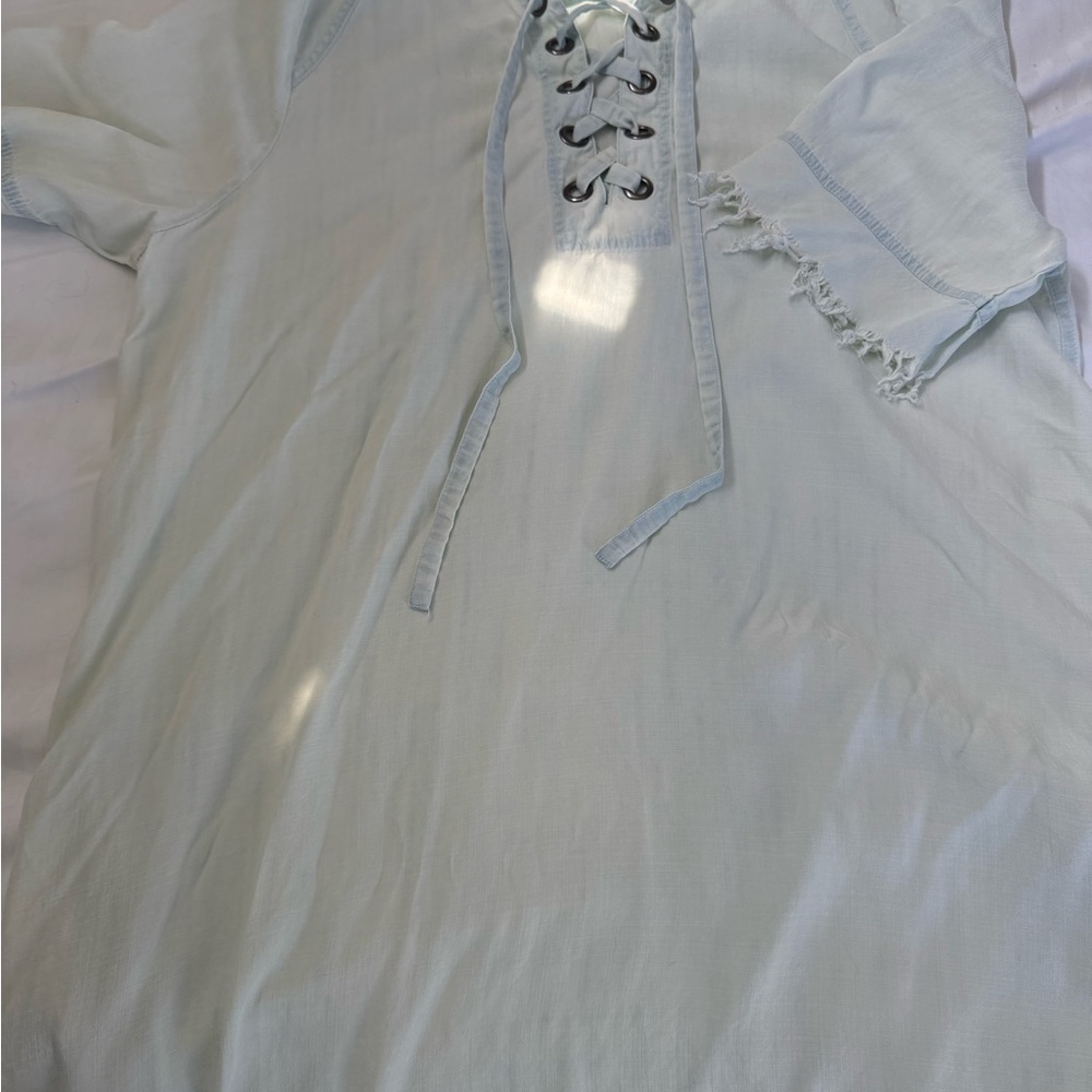 Light Blue Lace-Up Dress